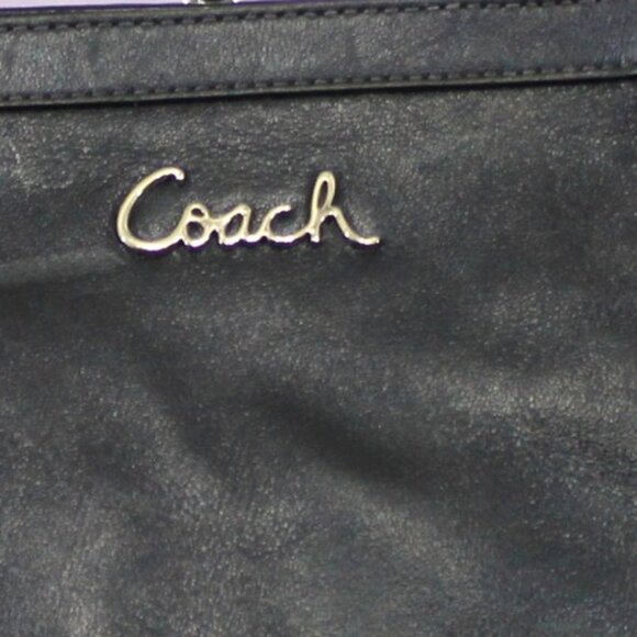 Coach Metallic Blue Leather Tote - Picture 10 of 11